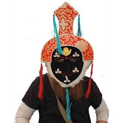 Autentico Tibetano Monaco Lama Cermonial Festival Hat Maschera