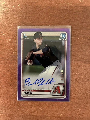 2020 Bowman Chrome Draft Brandon Pfaadt Purple Refractor Auto /250 Autograph 1st