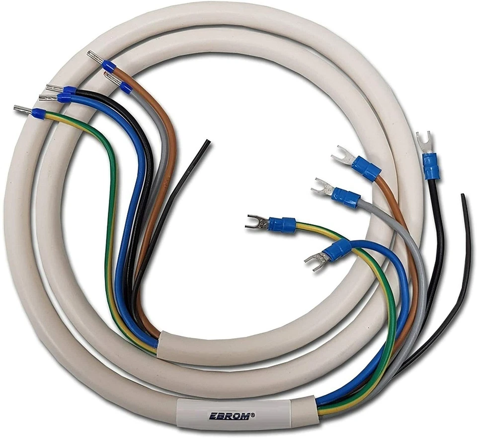 EBROM Herdanschlusskabel H05VV-F 5x2,5 mm² fertig konfektioniert Aderhülsen und Gabeln