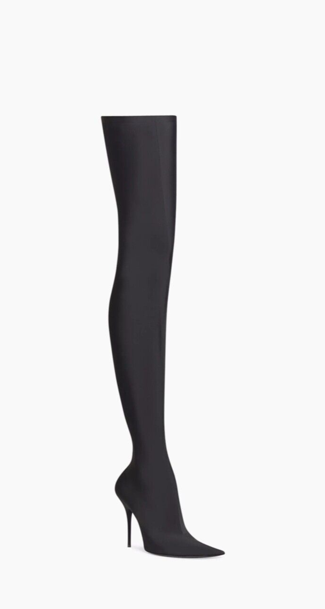 NEW WOB BALENCIAGA KNIFE HEELED THIGH HIGH BOOTS SIZE 6 36 LEATHER