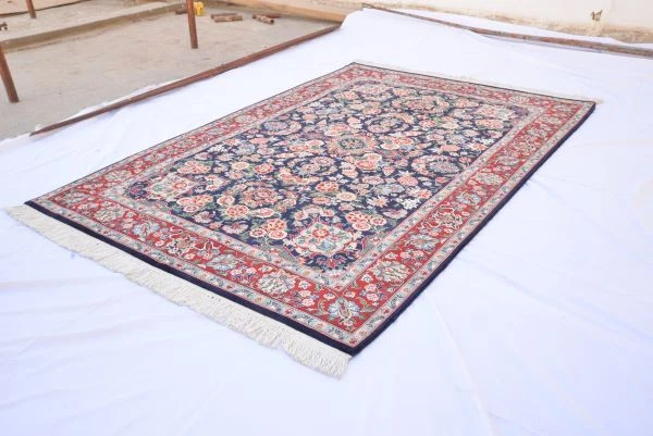 Authentic Oriental Floral Wool  Pakistan 4' 0" x 6' 0" Red Hand Knotted - Image 2 of 4