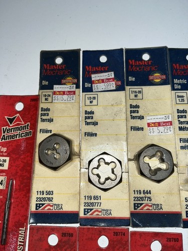 Lot of 13 Hanson Century Vermont Master Mechanic Tap & Die Set Alloy Steel - Picture 9 of 14