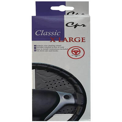 Grey XLarge Classic Grip Synthetic Leather Old School Wrap Steering Wheel Cover