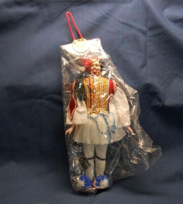  Evelt Tsolias Greece 10'' Souvenir Costume Doll in Unopened Package