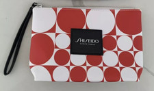 SHISEIDO Ginza Tokyo red white circles makeup bag cosmetic toiletry pouch