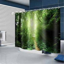 Sunny Green Woods 3D Shower Curtain Waterproof Fabric Bathroom Decoration