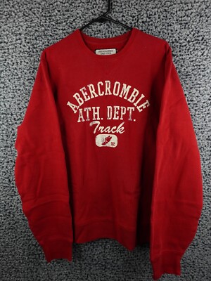 Abercrombie And Fitch Ath Dept Crew Neck Pullover Sweatshirt Red Size Medium