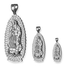Sterling Silver Our Lady of Guadalupe Virgin Mary Pendant S/M/L