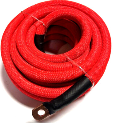 0 Gauge RED Snakeskin Power Gr 100% OFC Copper Cable 1/0 AWG W/TERMINALS