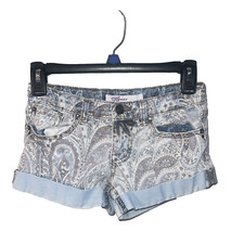 Blue Paisley Floral Print VIGOSS Denim Stretch Cotton Jean Shorts Girl's 7