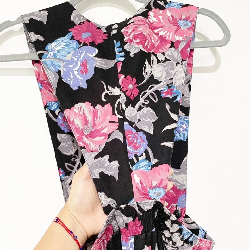 Vestido babero vintage floral negro Carol Anderson Petites 4 prariecore farmcore Foto 3 de 4