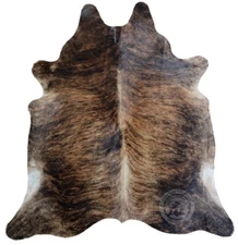 Real Cowhide Rug Dark Brindle  - Size 6 X 6-7'