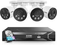 ZOSI 4MP 8CH 2TB NVR 5MP PoE Security CCTV IP Camera System Audio Human Detect