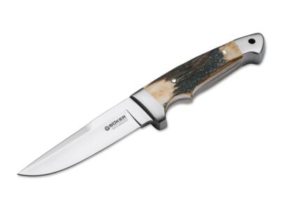 BOKER Vollintegral 2.0 Stag Fixed Blade Hunting Knife 440C Leather Sheath 121586