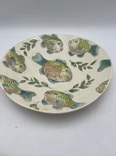 Vintage Signed Sukey 11.5”  Pottery Fish Bowl