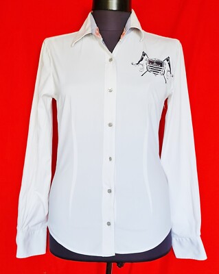 AUTHENTIC GAASTRA NAUTICAL LOGO SOLID COTTON WOMENS BLOUSE US 6 S EU 34