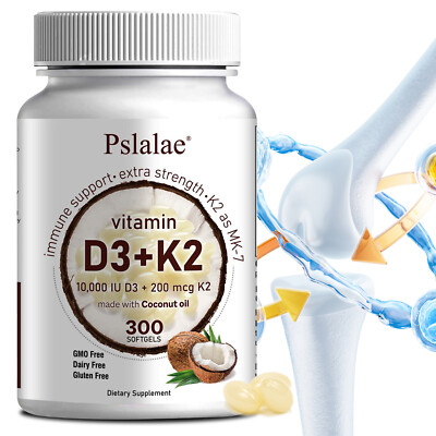 Vitamin D3 + K2 - for Immune Bone Joint Muscle Teeth Heart Health, Non-GMO