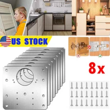 8x Hinge Repair Plate for Cabinet Door, Stainless Steel Hinge Repair Bracket Kit