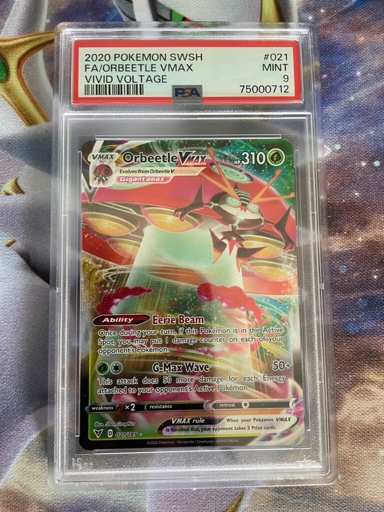 Pokemon SWSH Vivid Voltage 021 Full Art Orbeetle VMAX PSA 9 MINT