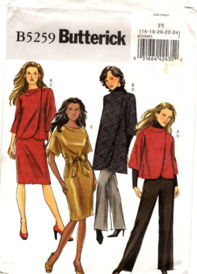 Butterick Sewing Pattern Womens DRESS & JACKET B5259 Plus Size 16-18-20 ...