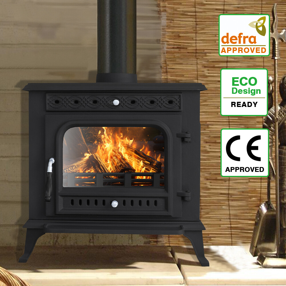 10KW Woodburning Multifuel Stove Cast Iron Log Wood Burner Defra Eco Design eBay