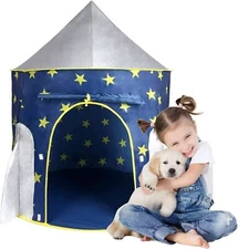 Kids Tent Rocket Spaceship Kids Play Tent Pop up Tents Foldable Space Theme