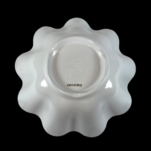 IL Mulino New York Melamine Large Serving Bowl White Ruffled 13”x5” Decor Salad - Picture 15 of 20