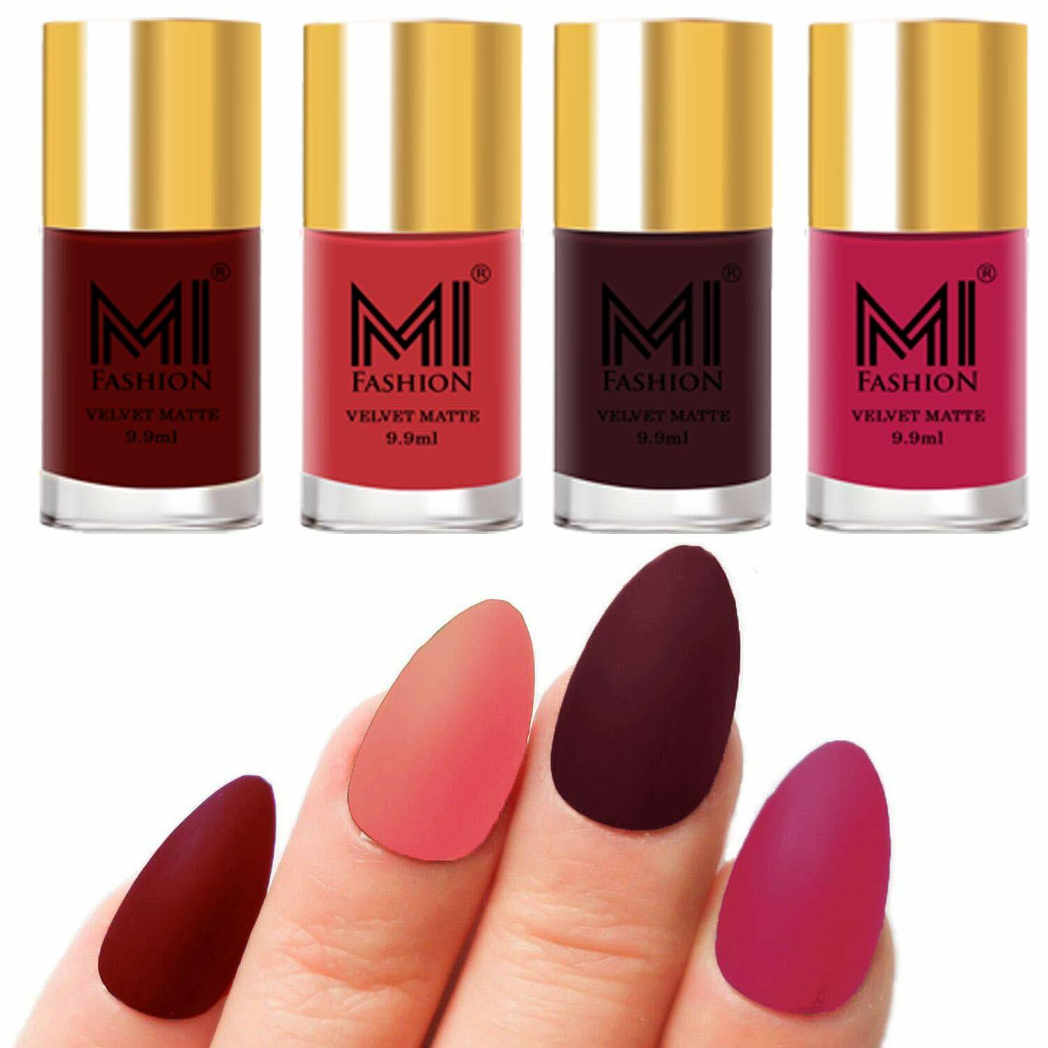 MI FASHION Nail Paint Set Red, Light Peach,Wine Red, Pink Unique Mtte 9.9ml  Each | eBay
