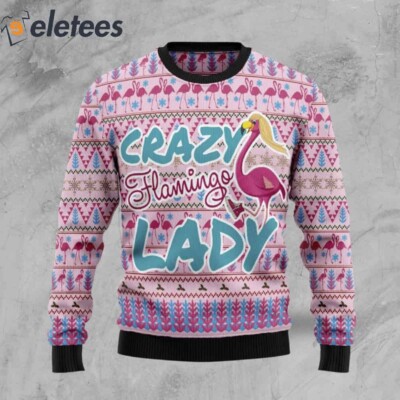 Pink Flamingo Lady Ugly Christmas Sweater Fun Festive Gift for Bird