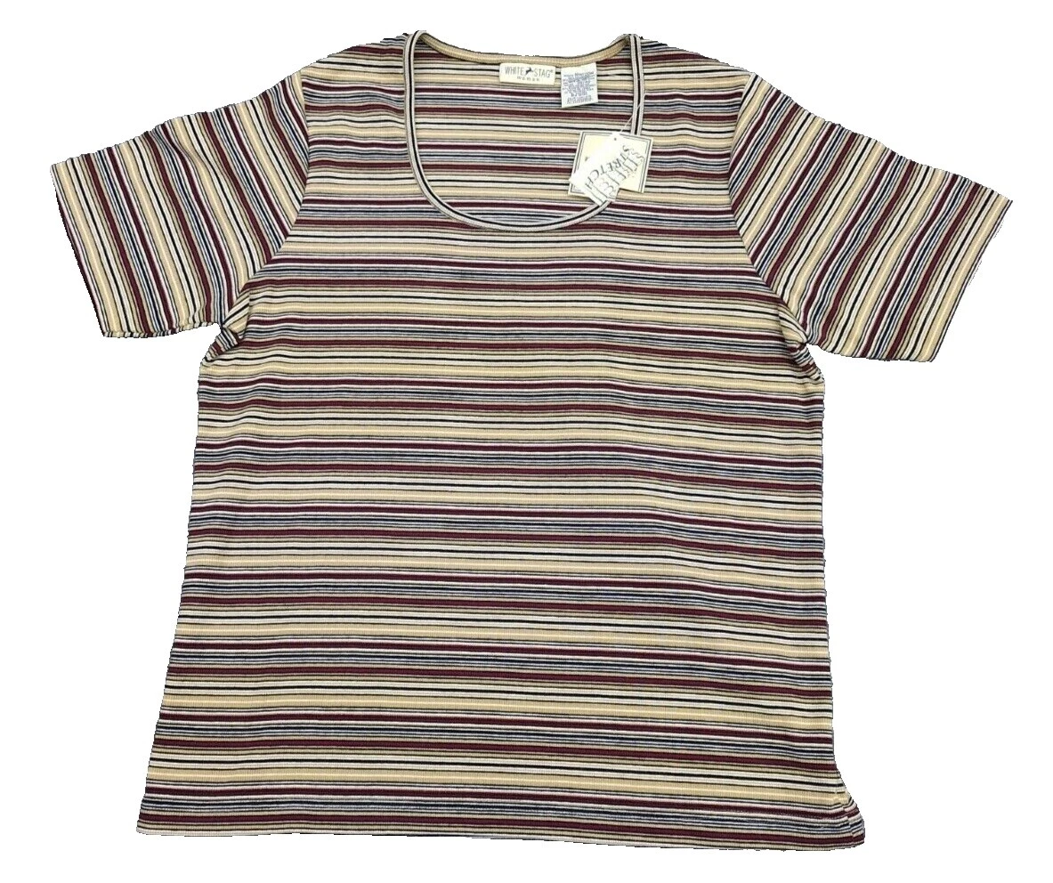 White Stag Striped Plus Size Tops for Women