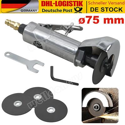 Druckluft Karosseriesäge Flex Winkelschleifer Trennschleifer Blechsäge 75mm Set