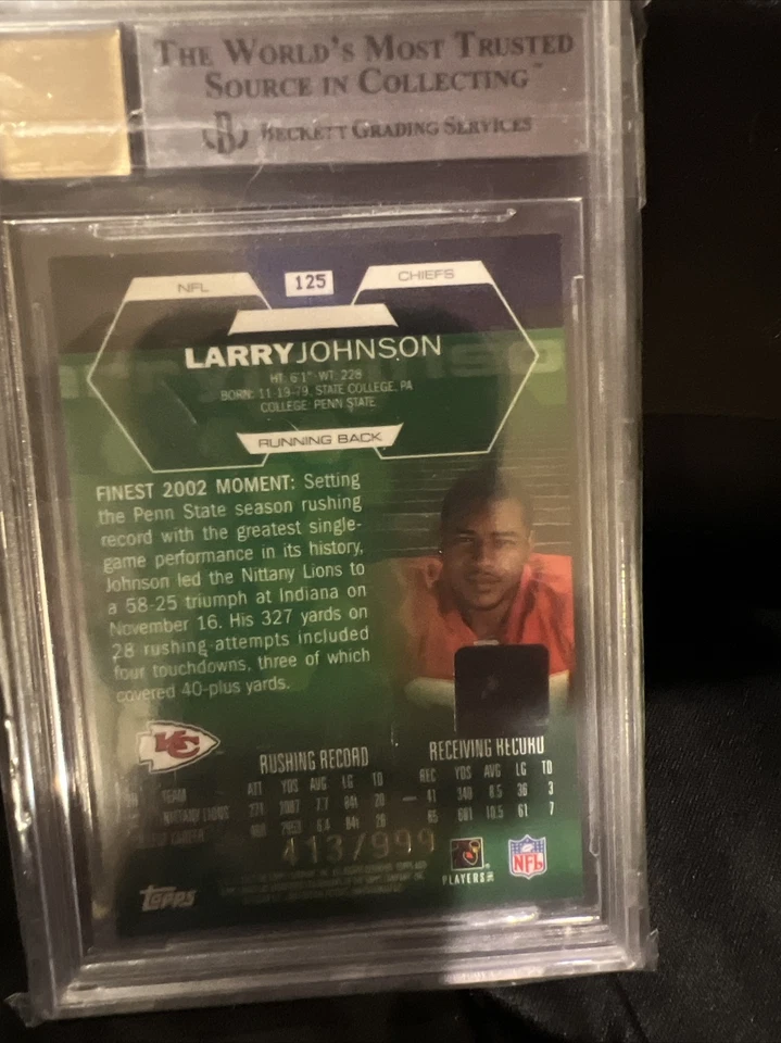 2003 Topps Finest - Rookie #125 Larry Johnson /999 (AU, RC) - Image 2 of 2