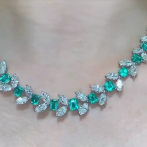18Ct Asscher Simulated EMERALD/CZ Tennis Necklace 14K White Gold Plated SILVER - Picture 6 of 8