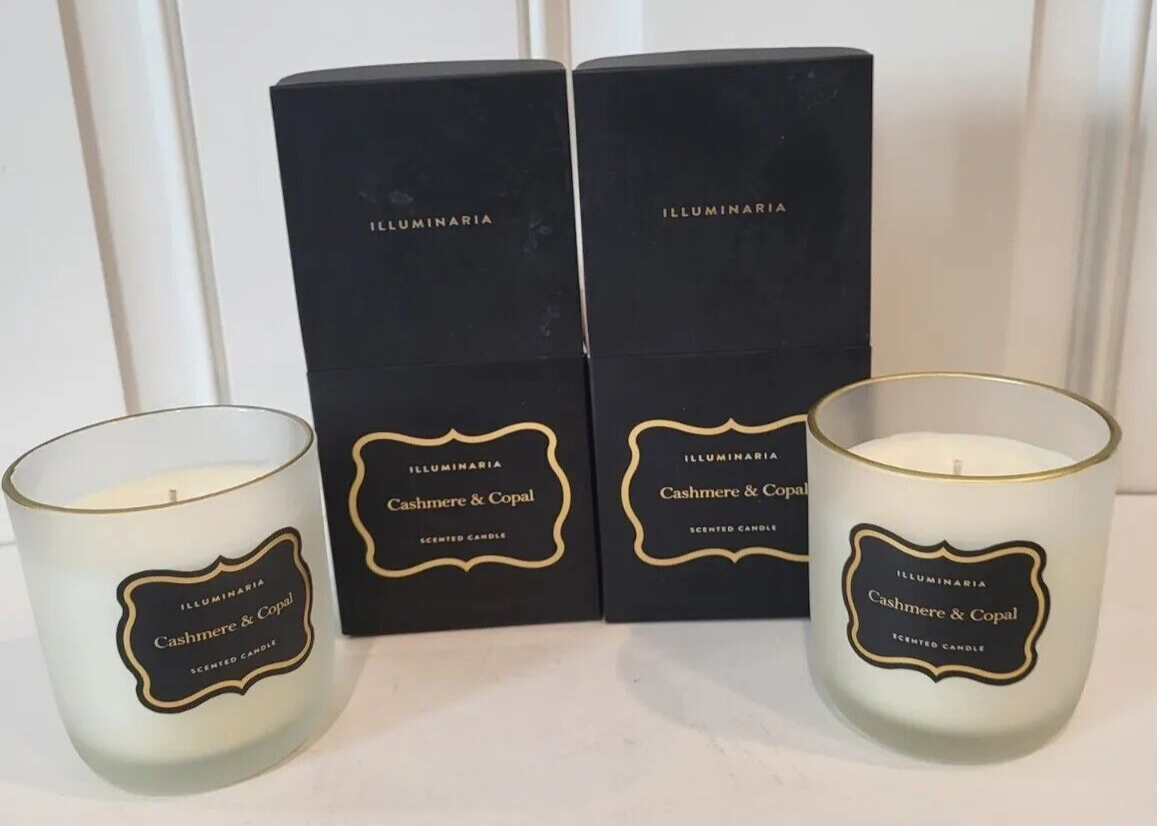 2 Zodax Illuminaria Cashmere & Copal Scented Candles 6.88 oz. Each