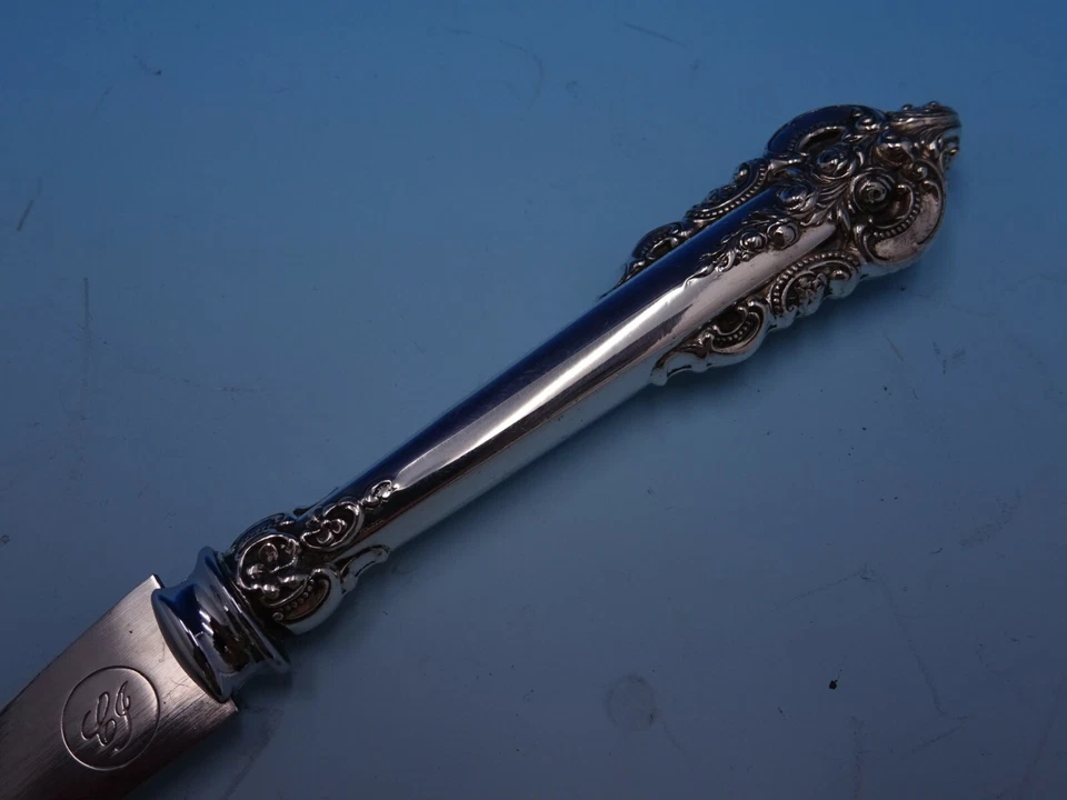 Cuchillo de tomate grande barroco de Wallace de plata esterlina dentado personalizado 7 5/8" Foto 2 de 3