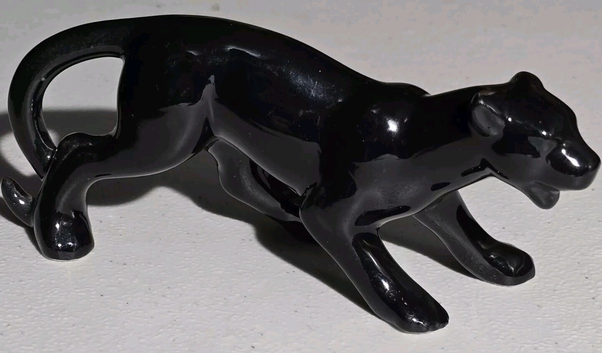 Black Panther Porcelain Ceramic Mid 20th Century Vntg Figurine