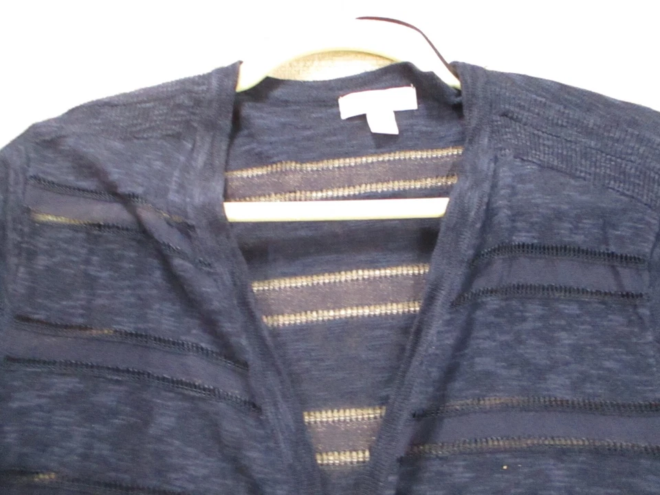 Charter Club Womens Jacket XXL Blue Striped Lightweight Open Long Sleeve Cotton - Image 2 of 4