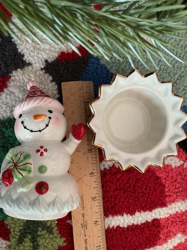 Mackenzie-Childs Holiday Sweets Snowman Cupcake Box With Courtly Stripe NIB - Picture 6 of 10
