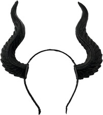 Black Devil Horns Headband Gothic Large Dark Dragon Demon Headwear Antler Hair H
