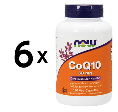 6 x NOW Foods CoQ10, 60mg - 180 vcaps (333,32 EUR/kg)