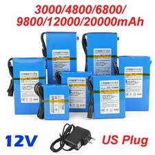 Rechargeable Li Battery 12V DC Portable Battery Pack with US Plug Charger Switch