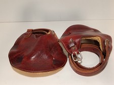 Unbranded Leather Sheepskin Saddle Bags Panniers w Belt Straps Vintage