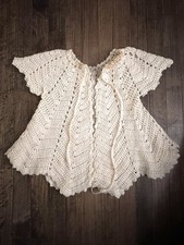 Handmade Vintage CROCHET Baby Dress Ivory Gently Worn