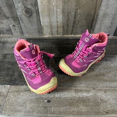 Merrell Chameleon Mid Waterproof Kids Boots Pink Size US 11.5M