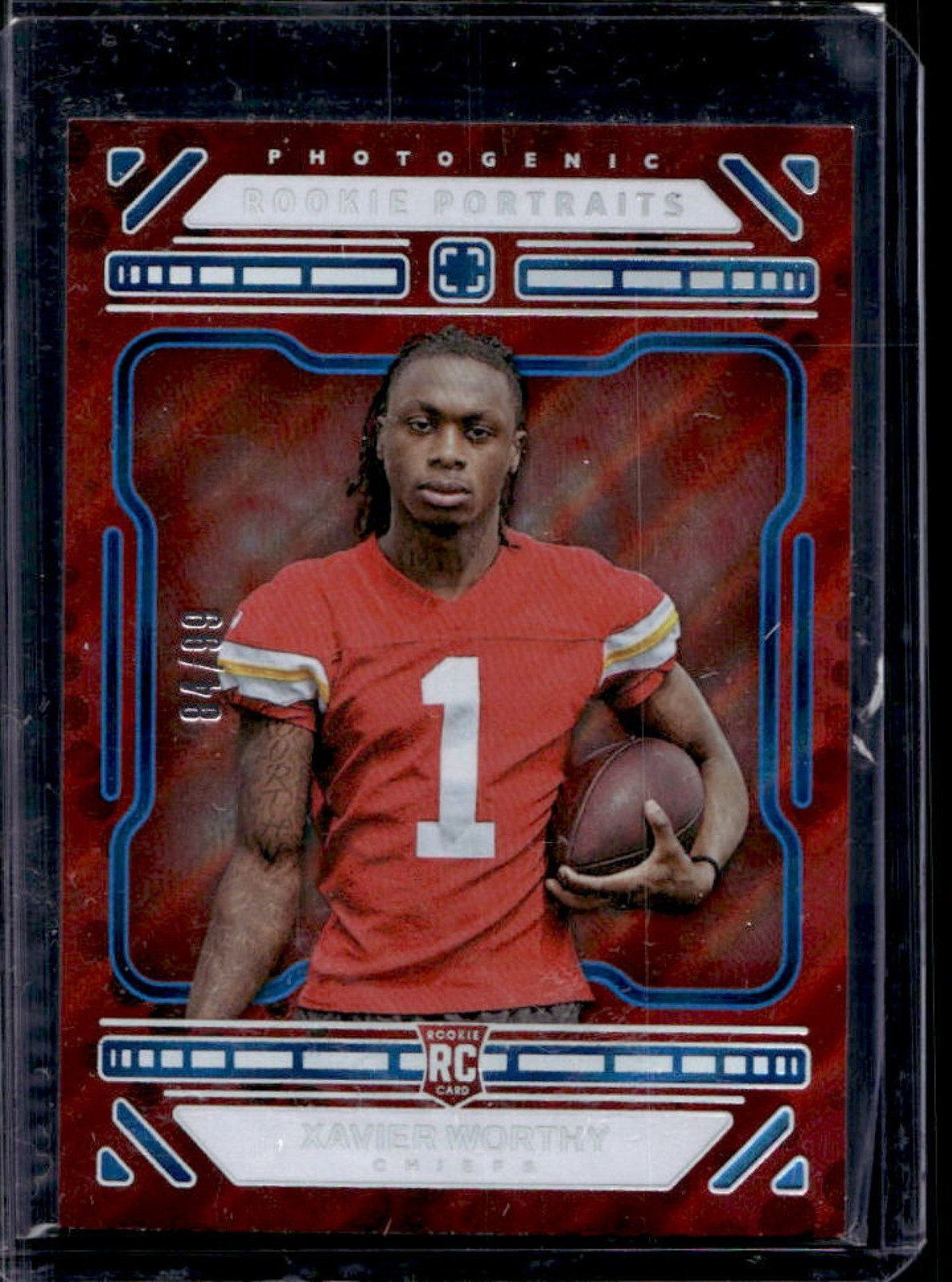 2024 Panini Photogenic Xavier Worthy RC Blue Rookie Portrait #84/99 Chiefs