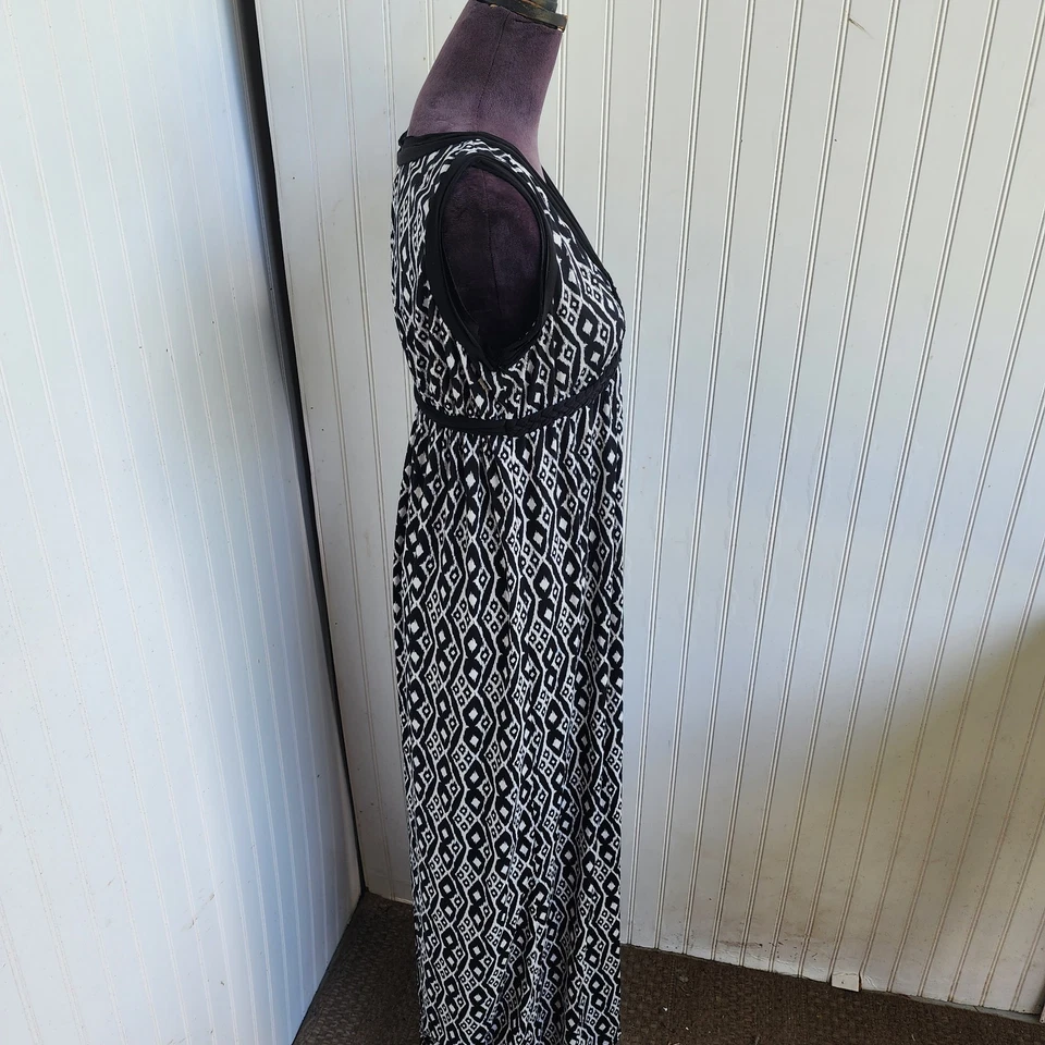 Maxi Vestido Mujer Edición Max Negro Blanco Bohemio Boho Chic Sin Mangas Vacaciones L Foto 4 de 4
