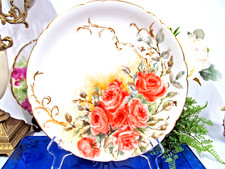 Limoges France painted peach roses artist signed cabinet plate artist signed