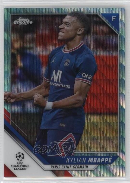 2021 Topps Chrome UCL Aqua Wave Refractor 180/199 Kylian Mbappe Mbappé #1 14tf