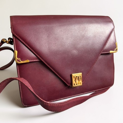 CARTIER Must Line Shoulder Bag Bordeaux Leather Authentic