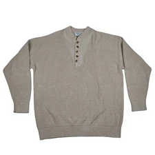 Vintage beige/khaki fisherman's heavy chunky cotton sweater Men's sz xlarge USA